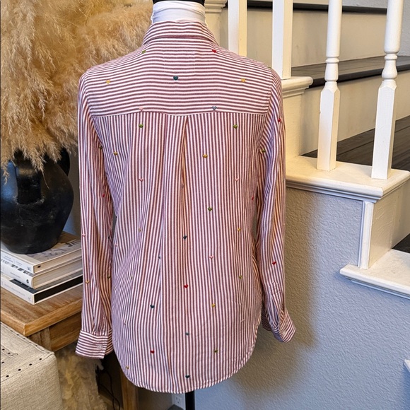 Rails Heart Embroidered Striped Long Sleeve Button Down Shirt Size XS - Picture 6 of 9